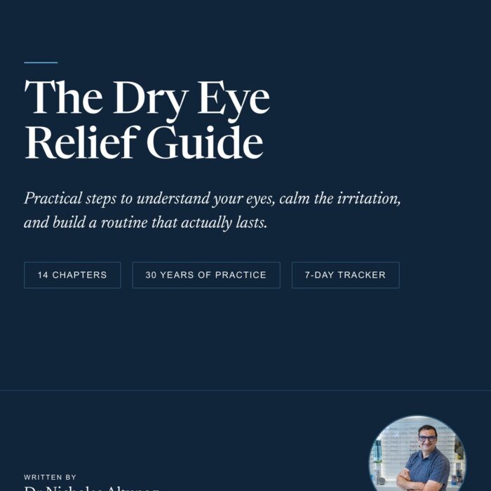 The Dry Eye Relief Guide cover by Dr Nicholas Altuneg, Eyes by Design